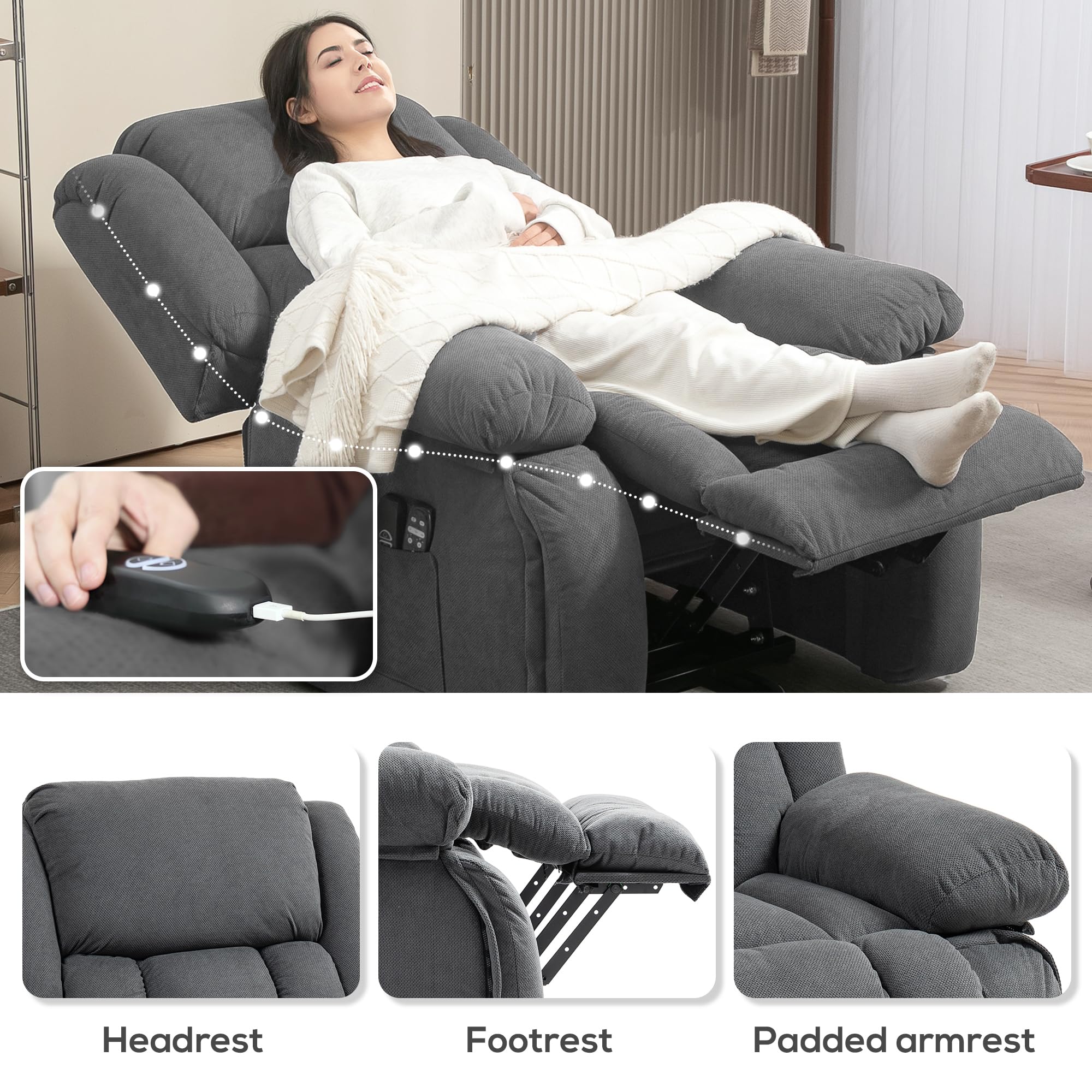 Power Lift Recliner Chair with Massage and Heat