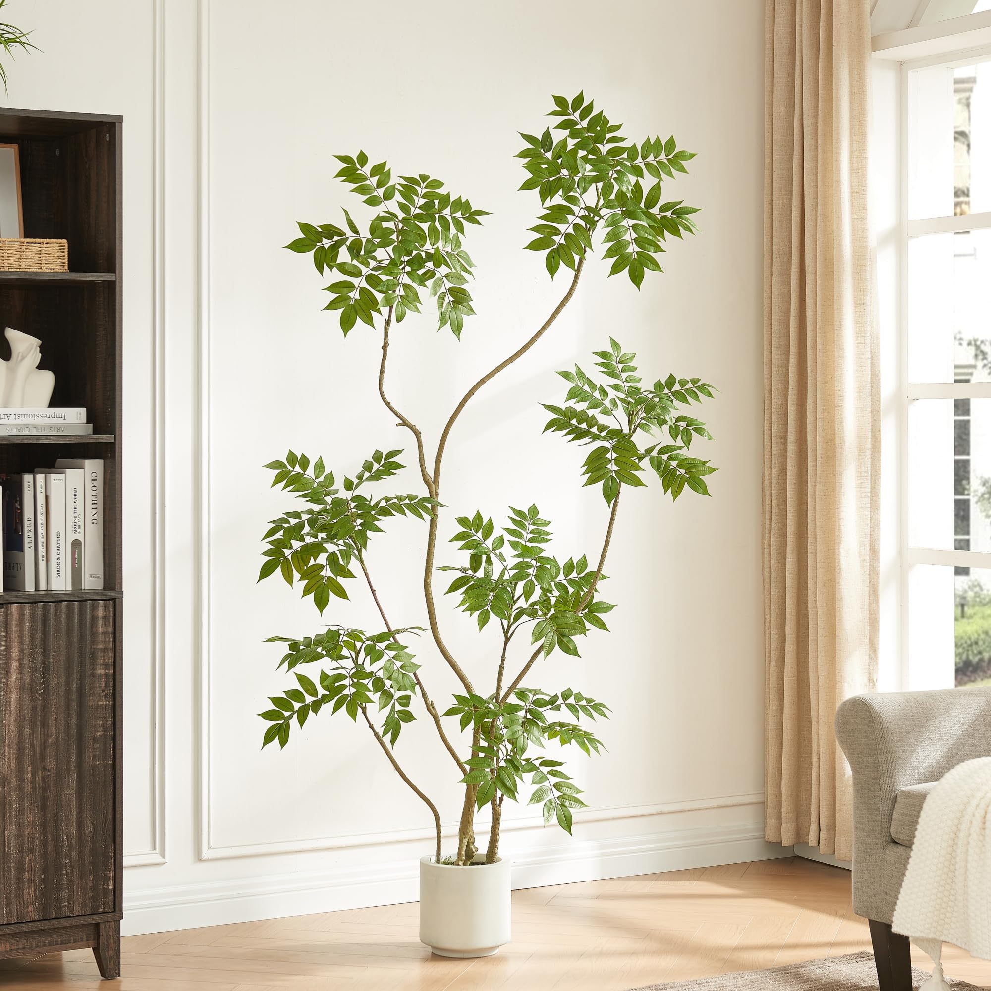 5.5FT Artificial Sumac Tree with White Pot