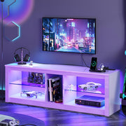 LED TV Stand with Power Outlet & Adjustable Shelves