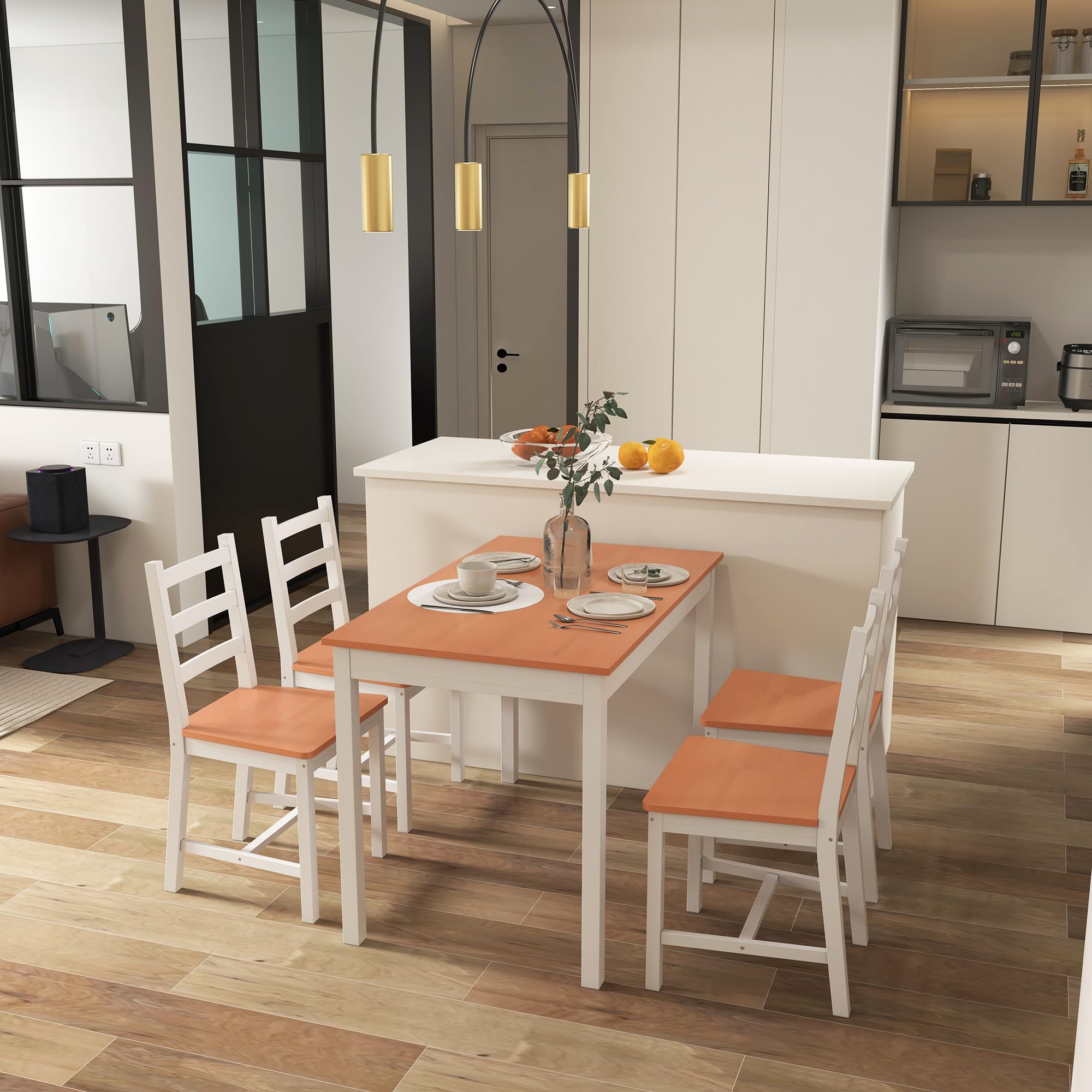 5 Piece Dining Table Set for 4 with Chairs
