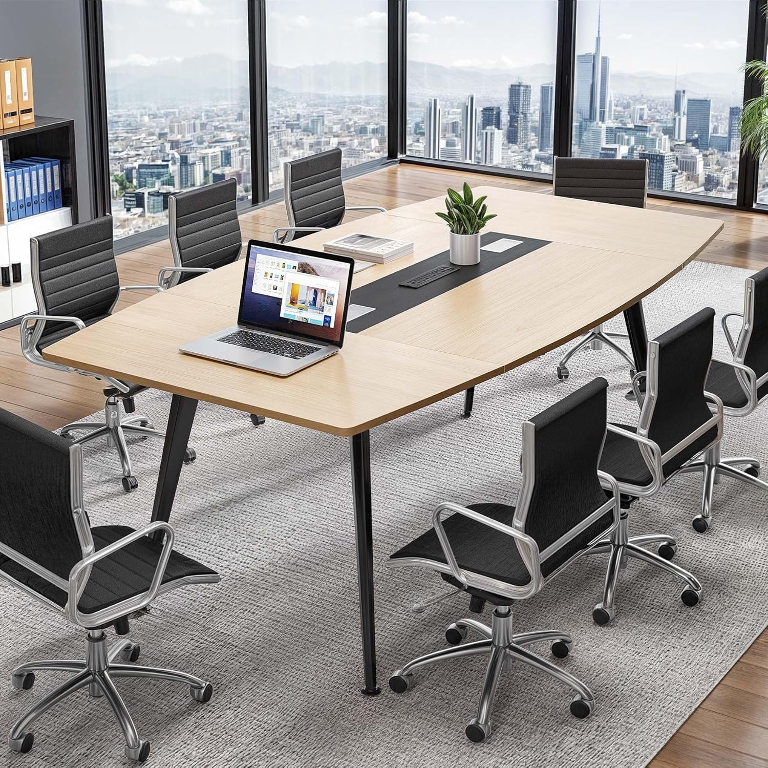 Conference Table with Power Outlets and Cable Management