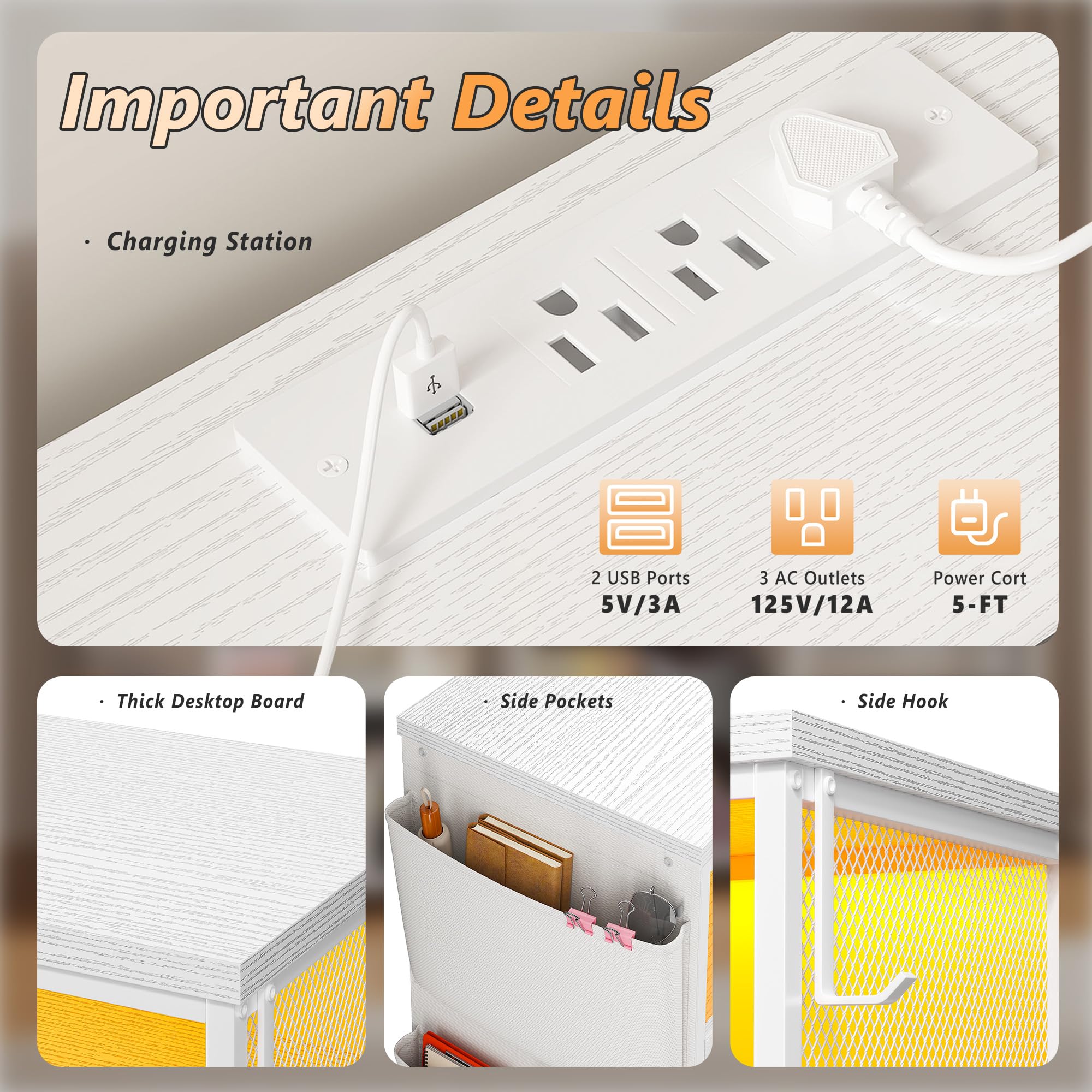 10 Drawer Dresser with Wood Shelves and LED Lights