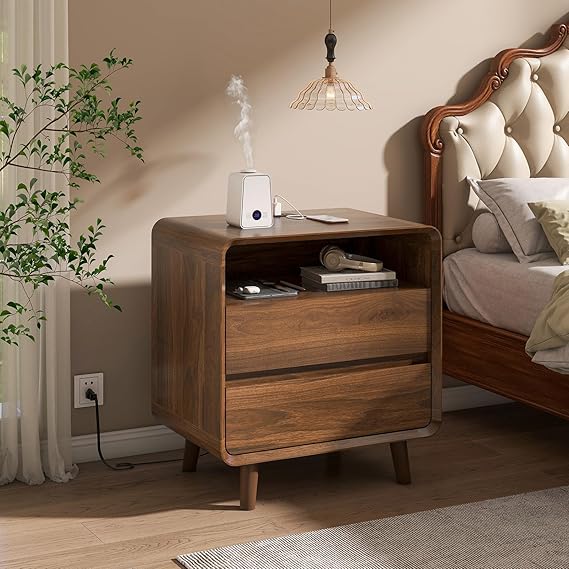Modern Nightstands Set of 2 with Charging Station