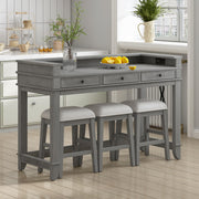4-Piece Counter Height Dining Set with Charging Station and Storage Drawers