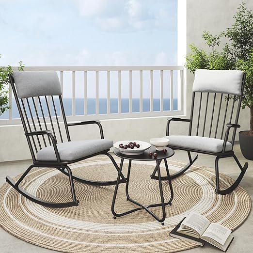 Outdoor Rocking Bistro Set with Cushions