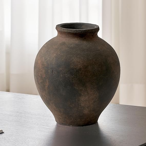 Ceramic Large Vase 11 Inch Zen Style Terra Cotta Pitcher