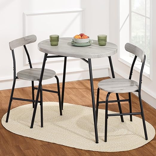 3-Piece Oval Dining Table Set with 2 Chairs