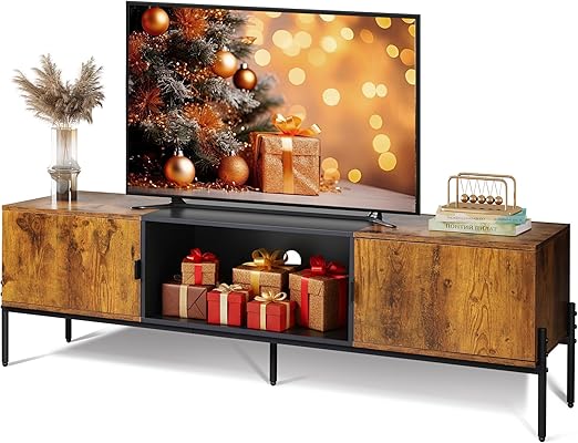 Mid-Century Modern TV Stand for 55-65 Inch TV with Storage Cabinets
