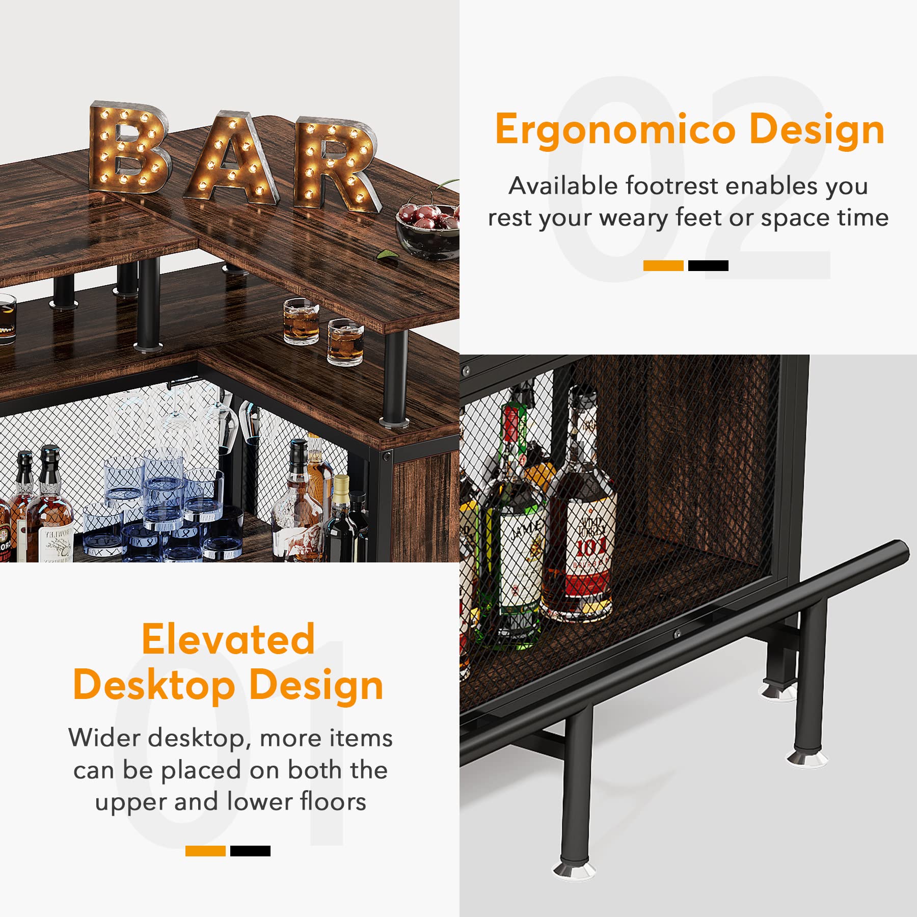 L-Shaped Bar Table with Stemware Racks