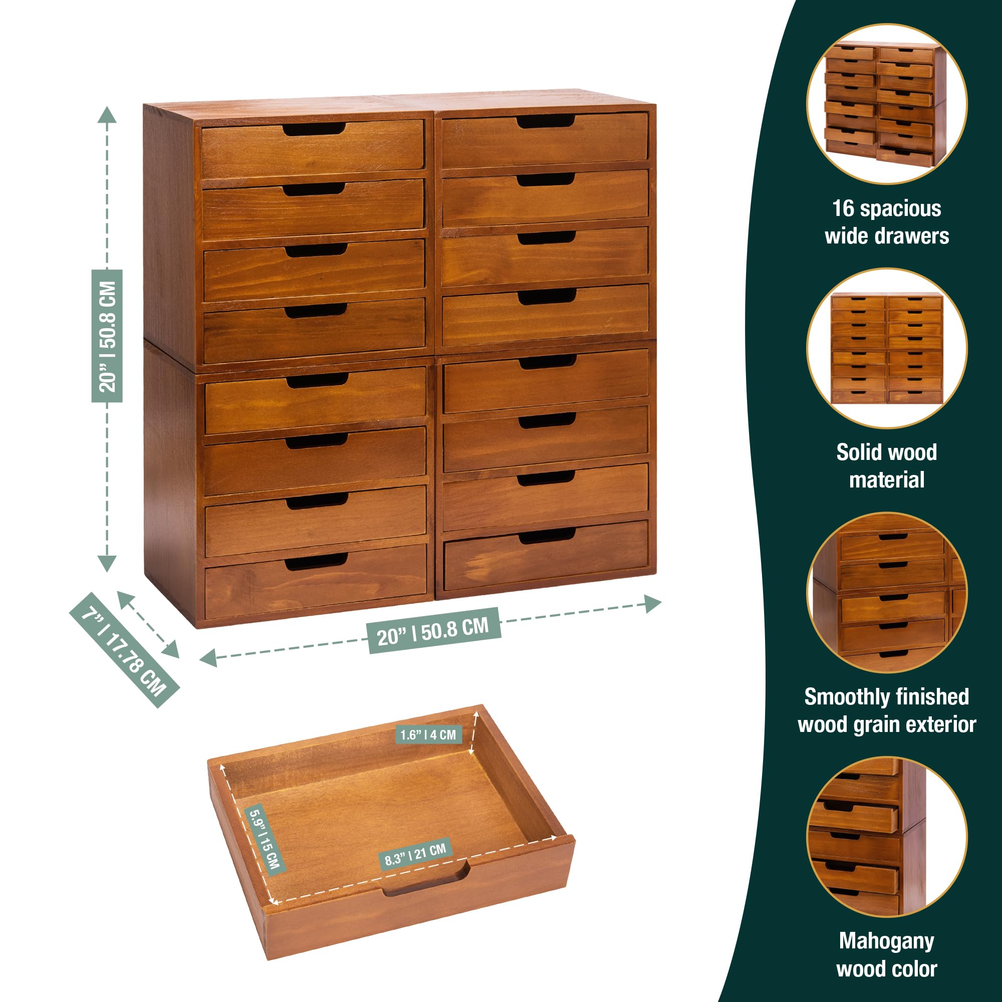 4-Pack Wooden Desktop Storage Organizer