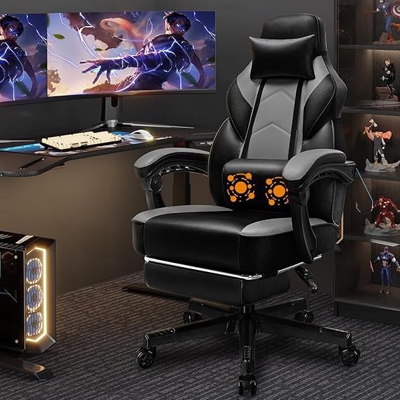 Ergonomic Gaming Chair with Footrest
