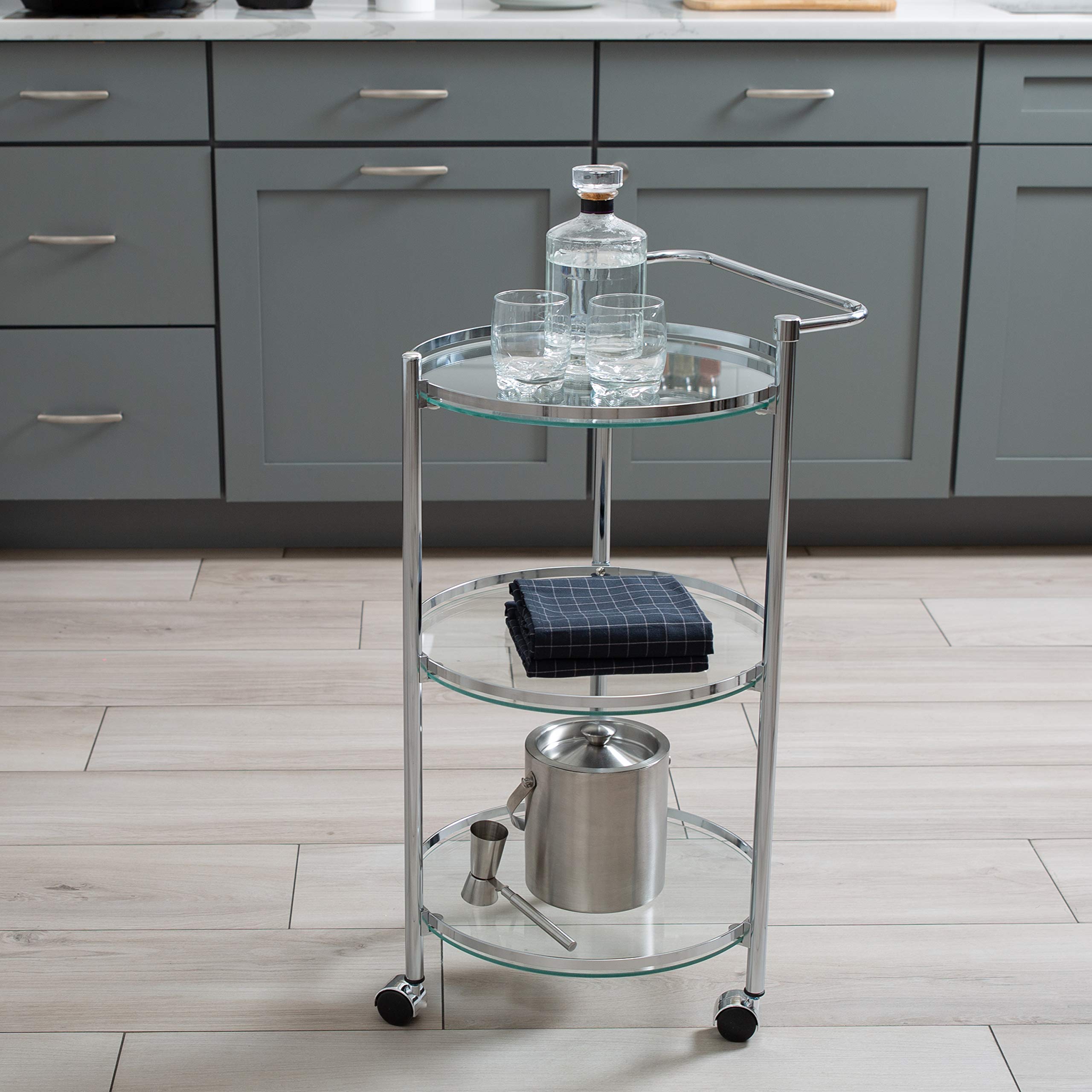 3-Tier Rolling Glass Serving Cart