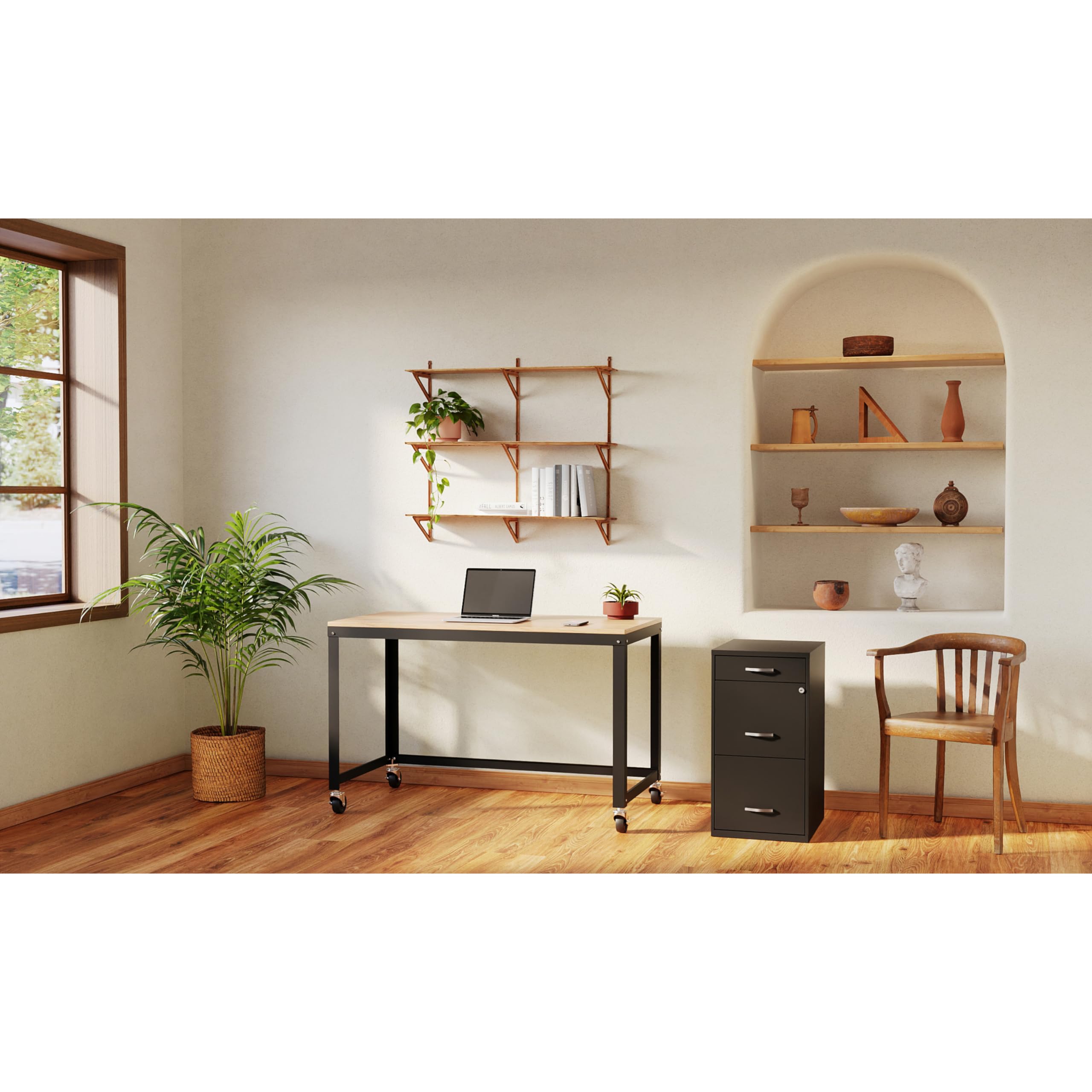 Mobile Computer Writing Desk 48" Black Maple