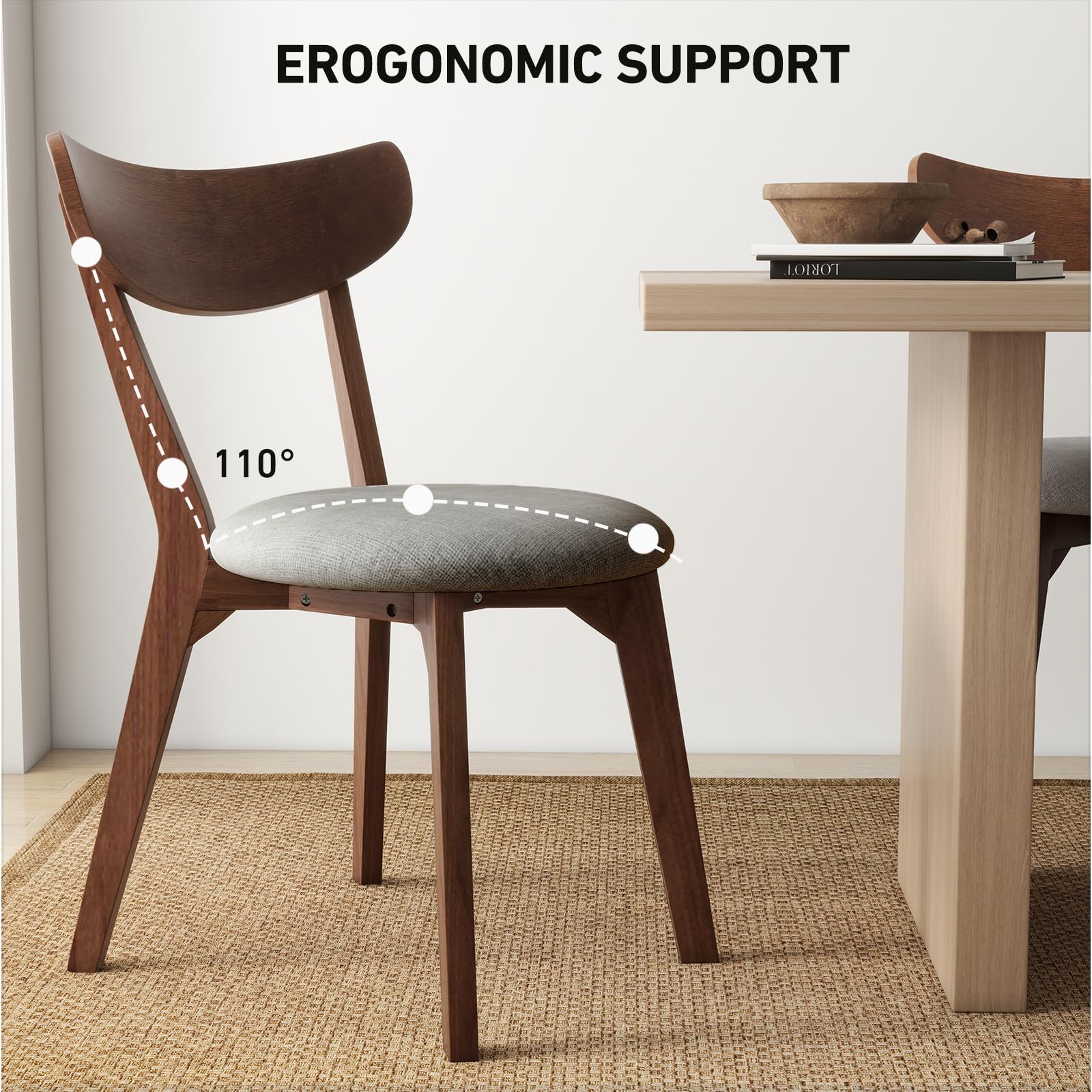 Dining Chairs Set of 4 with Curved High Back