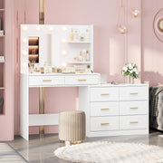61 in Makeup Vanity Desk with Mirror and Lights