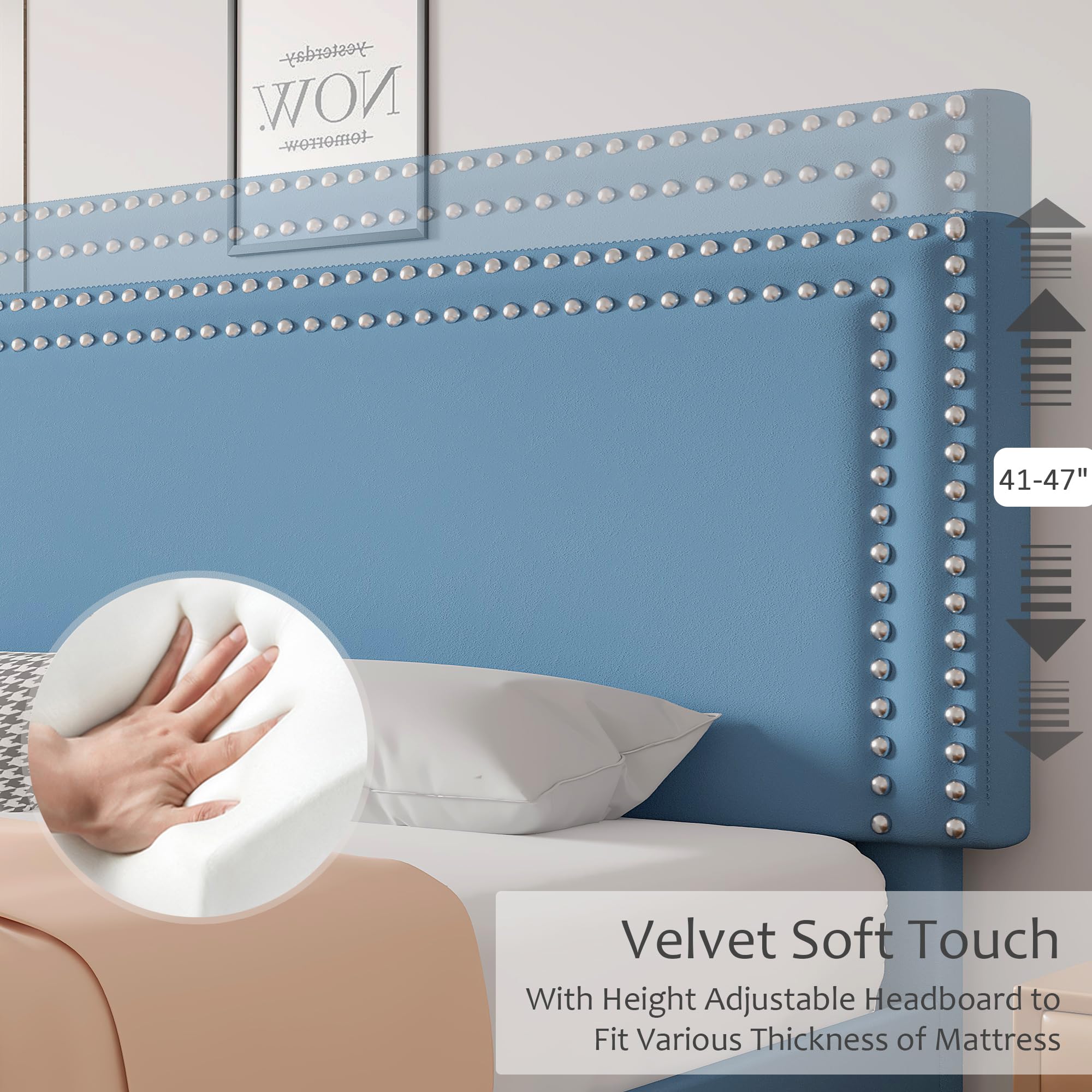 Full Size Platform Bed Frame with Adjustable Headboard
