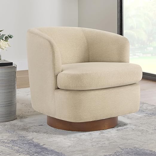 Oatmeal Barrel Swivel Accent Chair Set of 2