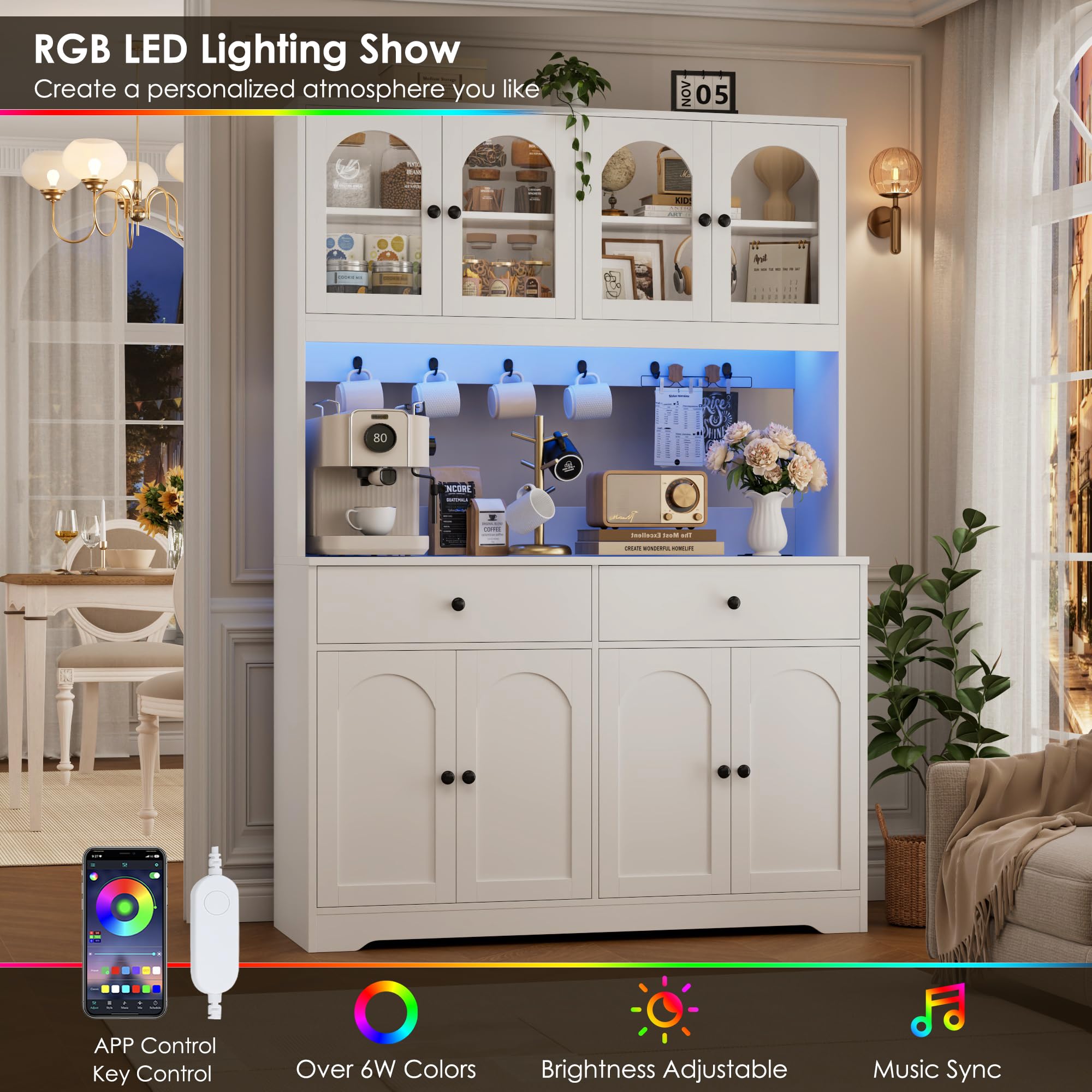 LED Kitchen Pantry Cabinet with Power Outlet