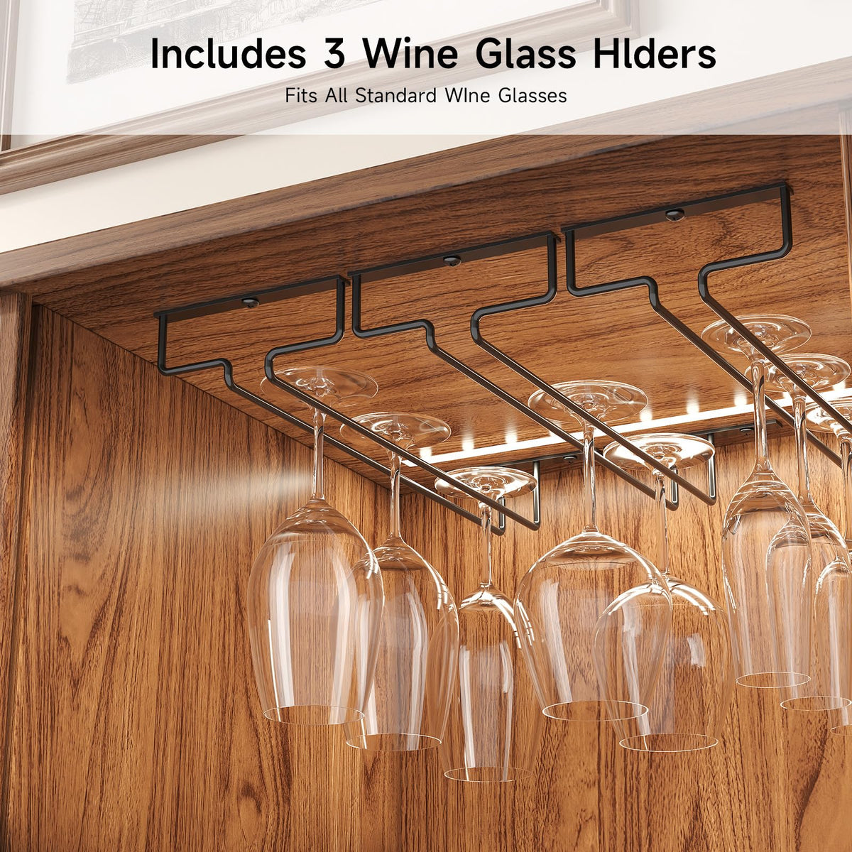 55 Inch Fluted Wine Bar Cabinet with LED Light and Charging Station