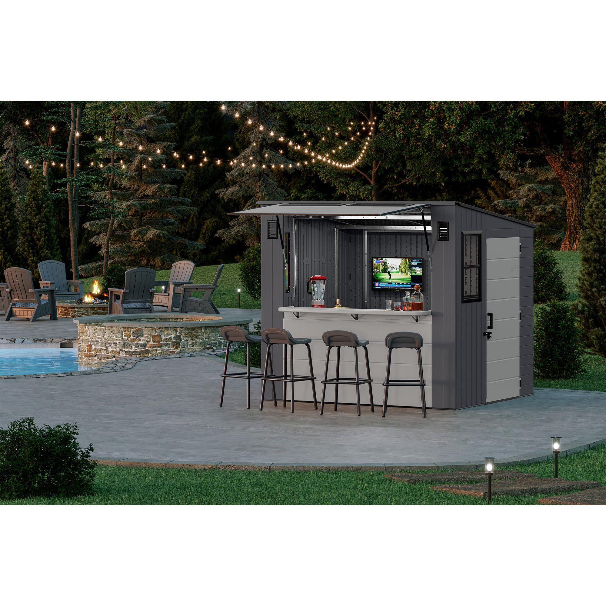 8' x 7' Cabana Entertainment Storage Shed with Bar Top