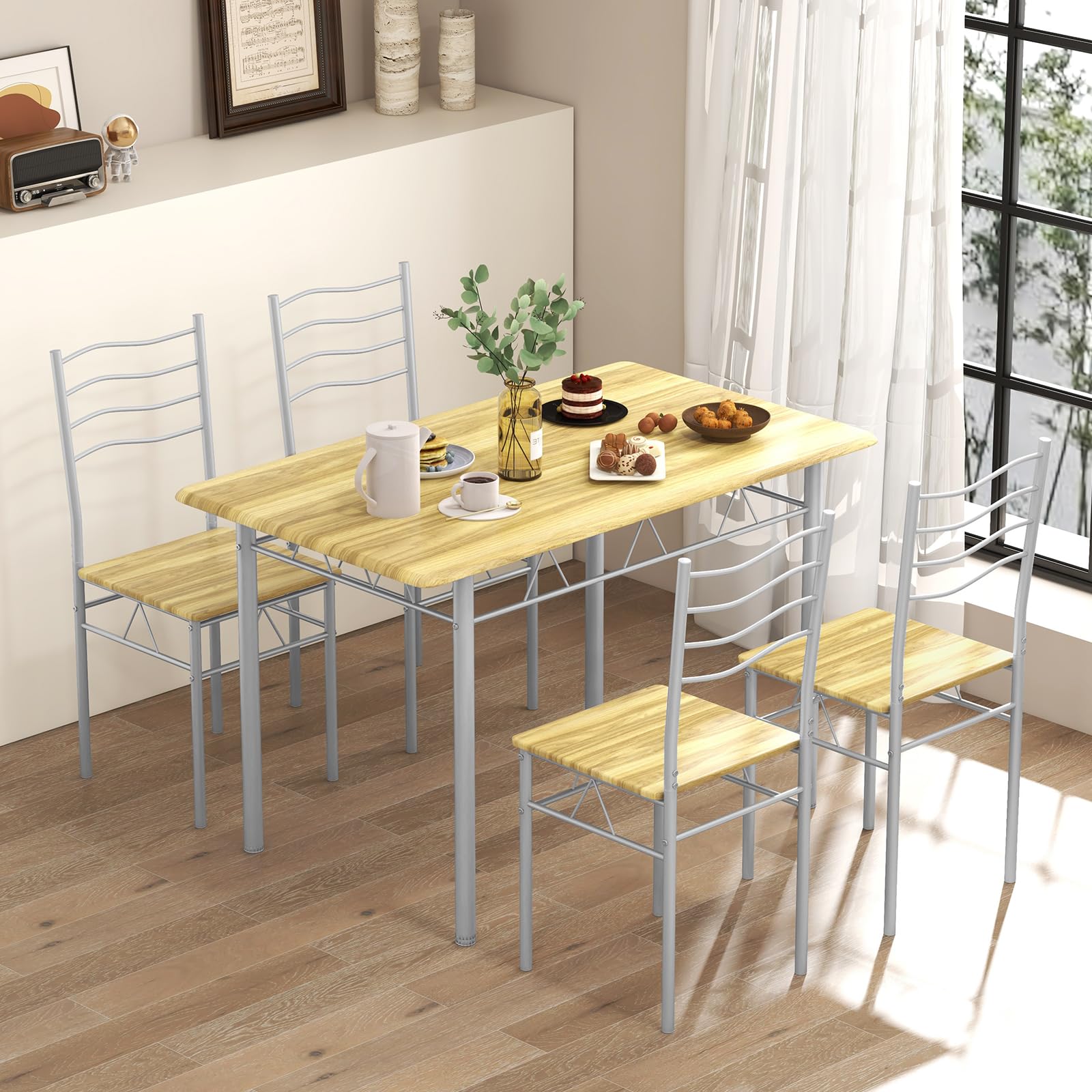 5-Piece Dining Table Set with Stools