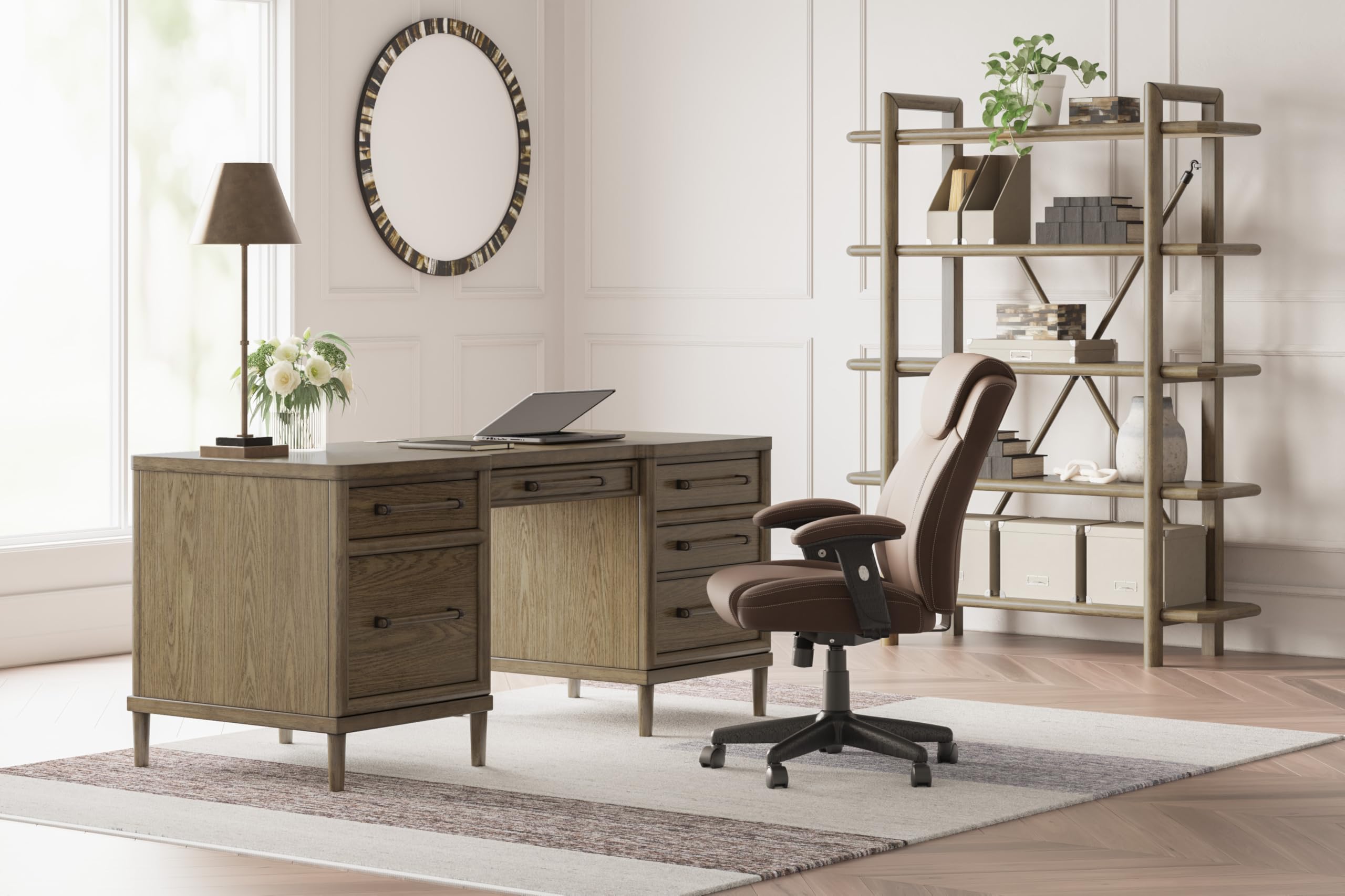 Contemporary Home Office Desk with 6 Drawers