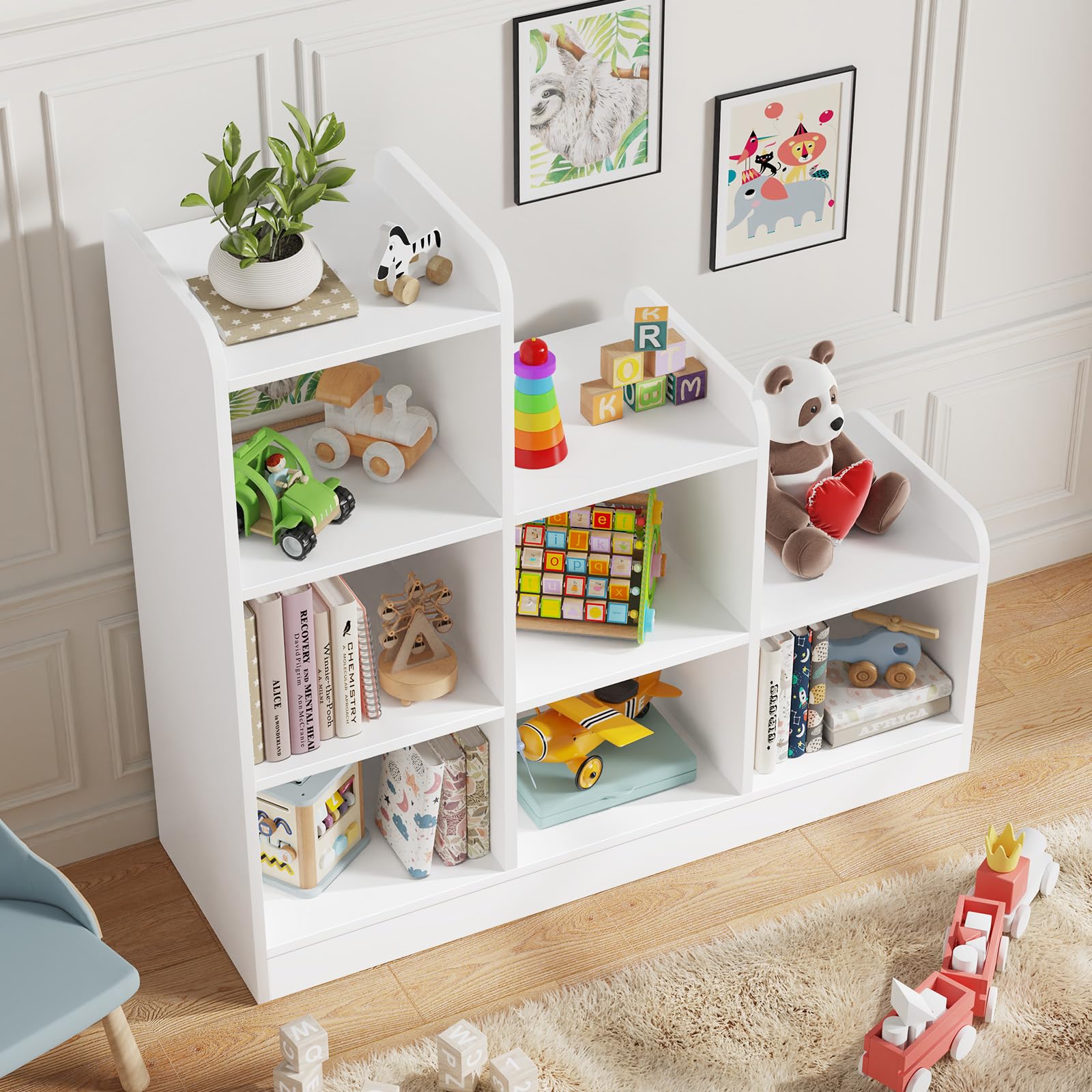 6-Cube Kids Bookshelf and Toy Storage Organizer