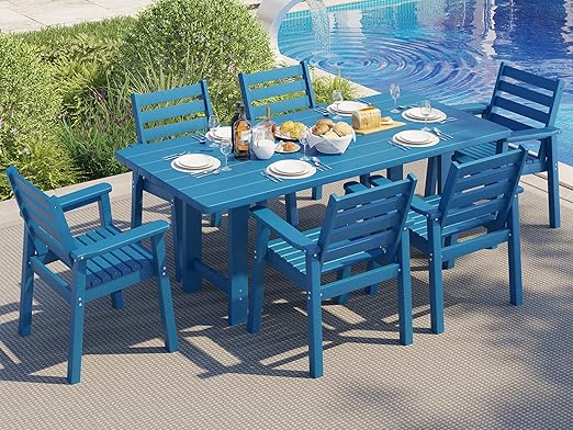 7-Piece HDPE Outdoor Dining Set with Umbrella Hole