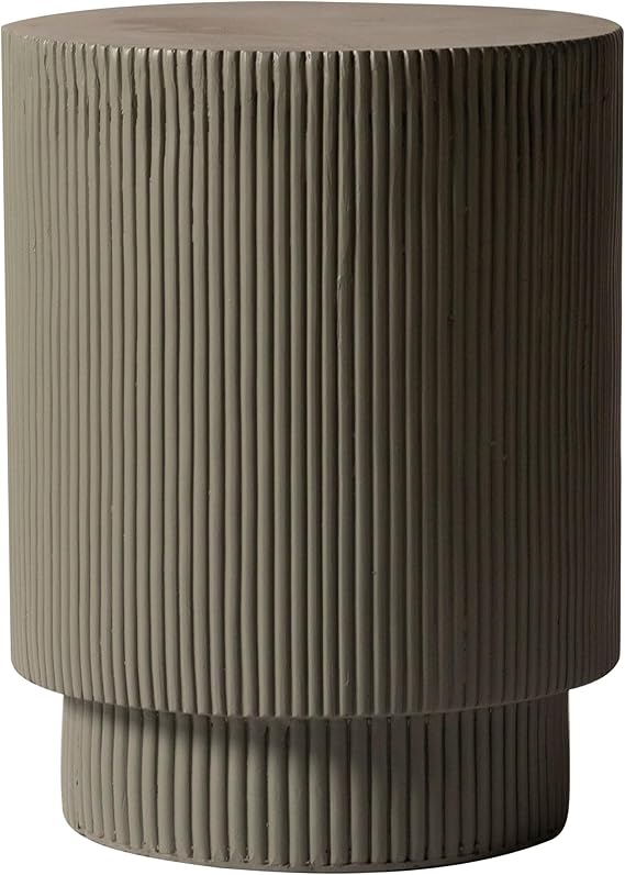 Modern Round Fiberstone Side Table - Weather-Resistant Outdoor Accent End Table