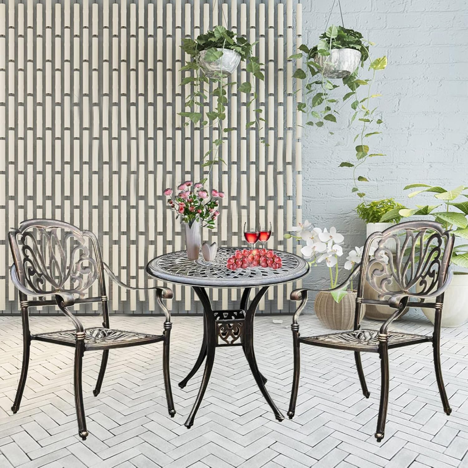 3 Piece Cast Aluminum Patio Bistro Set