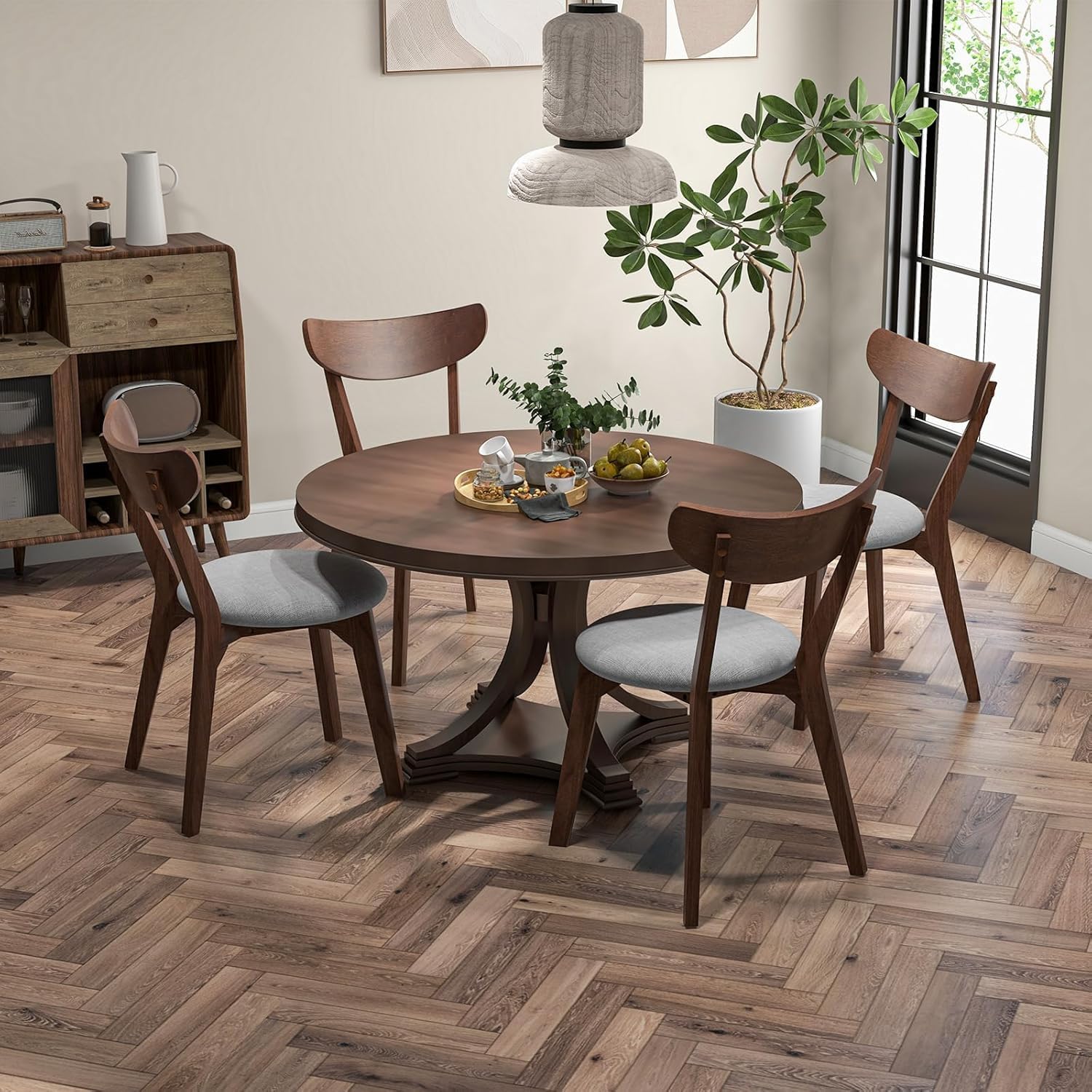 Dining Chairs Set of 4 with Curved High Back