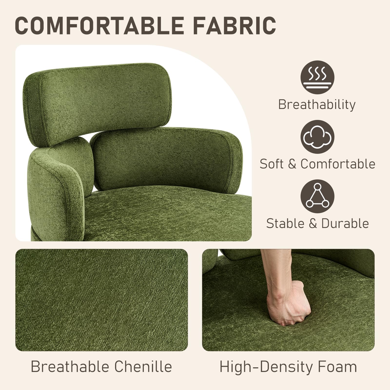 Modern Upholstered Office Chair with Wheels