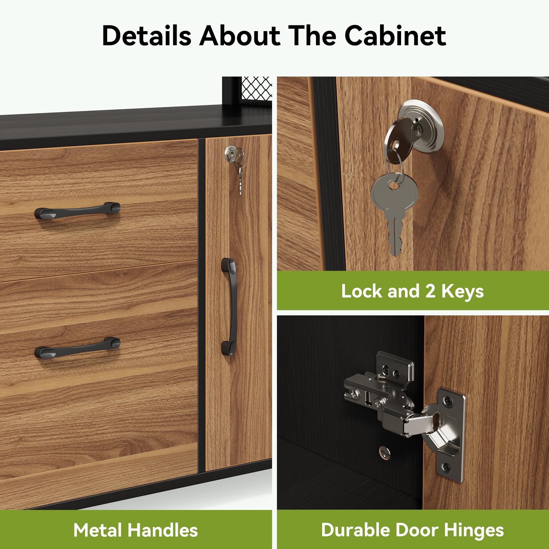 55" Executive L-Shaped Computer Desk with Lateral File Cabinet