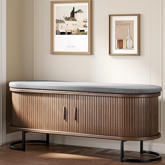 47.2" Entryway Storage Bench with Sliding Door