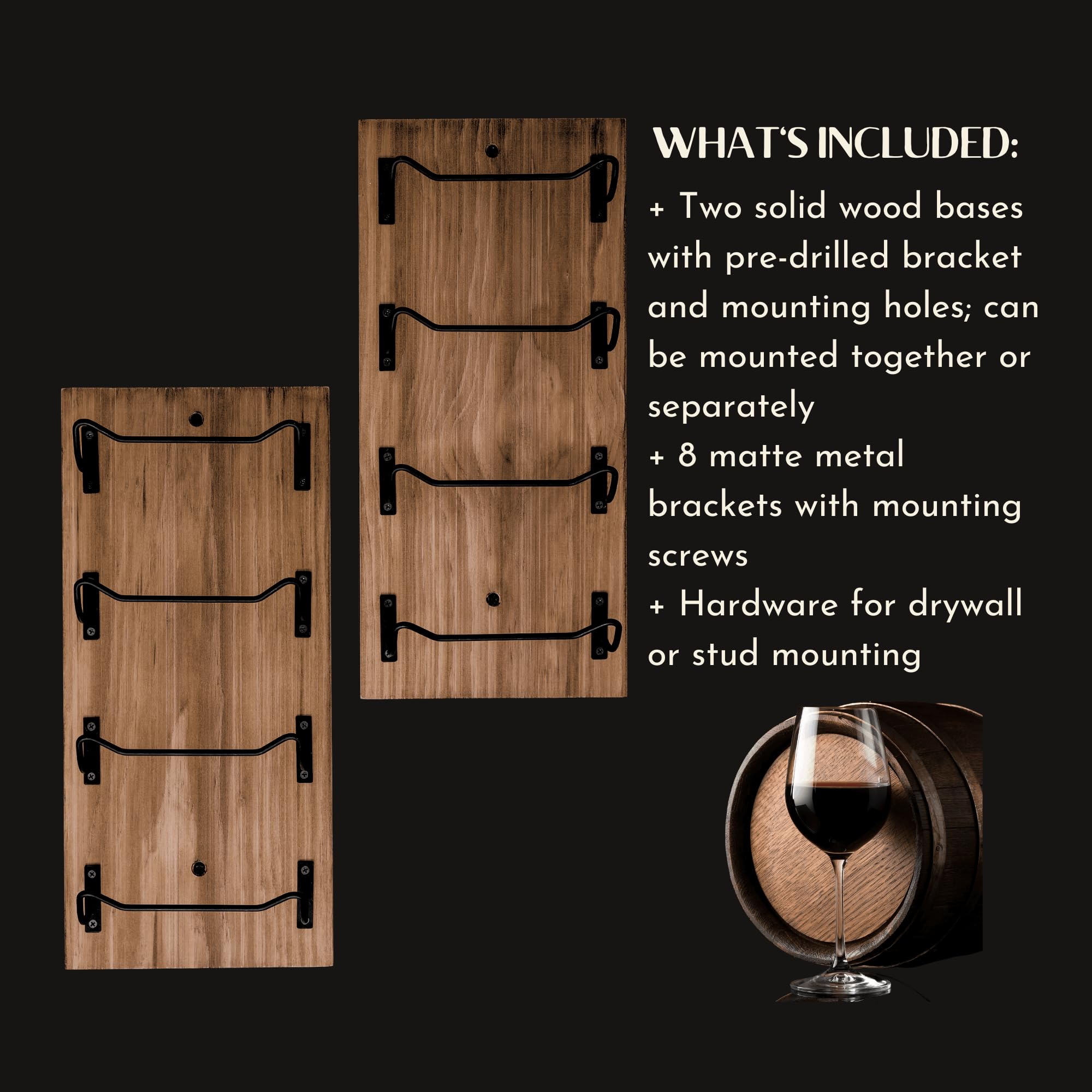Wall Mounted Wine Rack with 8 Bottle Storage
