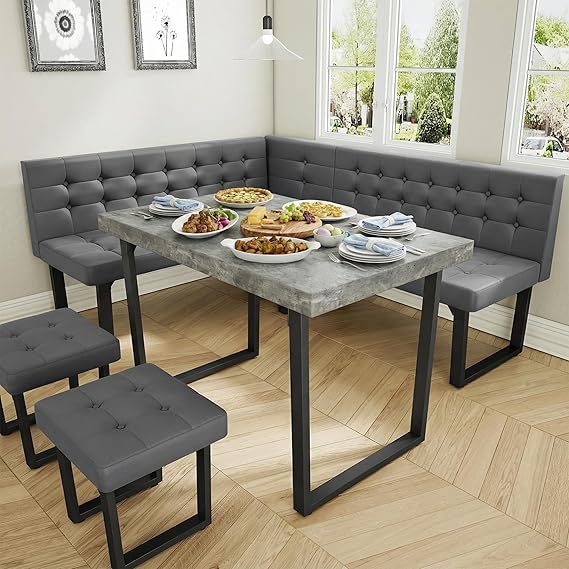 Corner Dining Table Set with Storage Bench