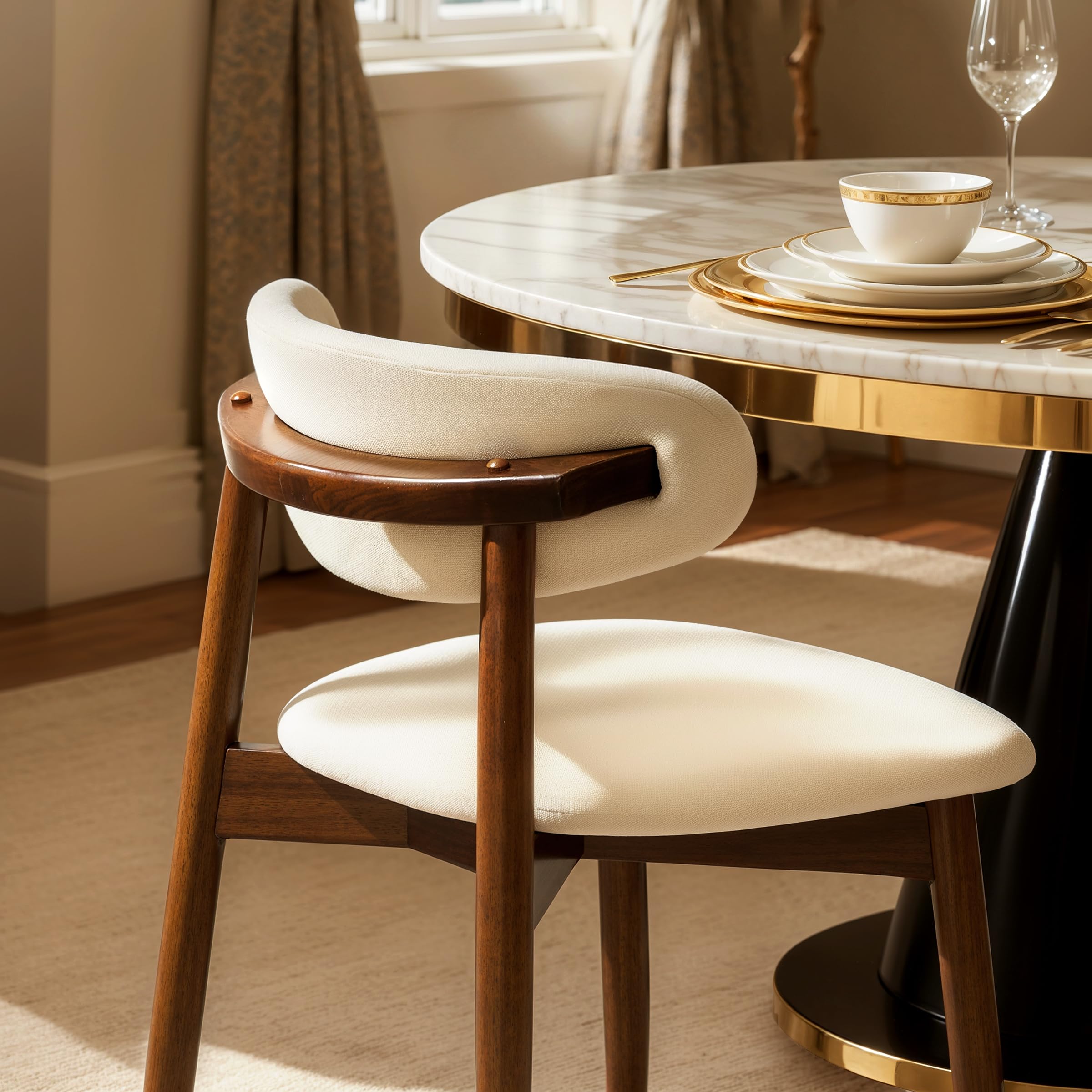 Upholstered Dining Chairs Set of 4 - Mid Century Modern Kitchen Chairs