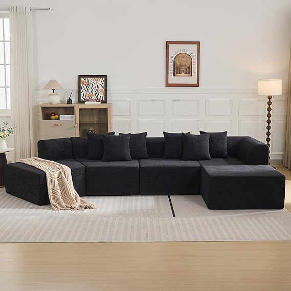 140'' Oversized Cloud Velvet Curved Sectional Couch with L-Shape Chaise