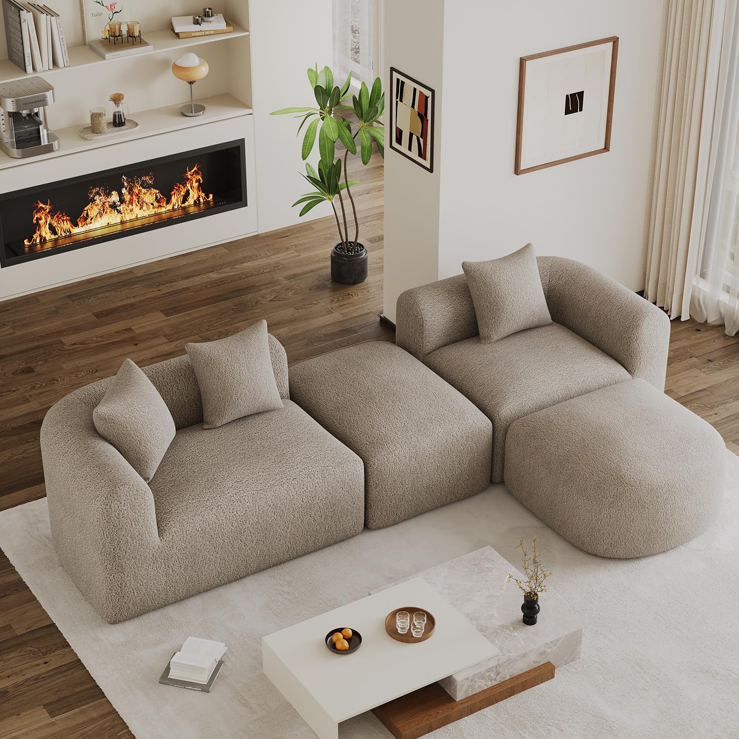 Modular Cloud Sectional Sofa with Ottoman