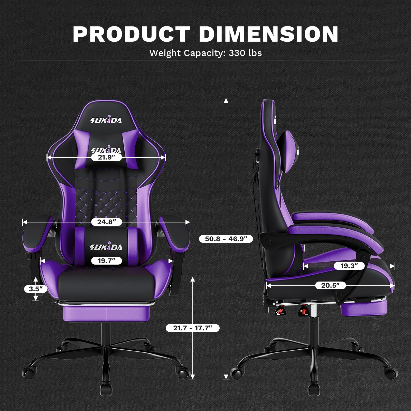 Ergonomic Gaming Chair with Massage Lumbar Support