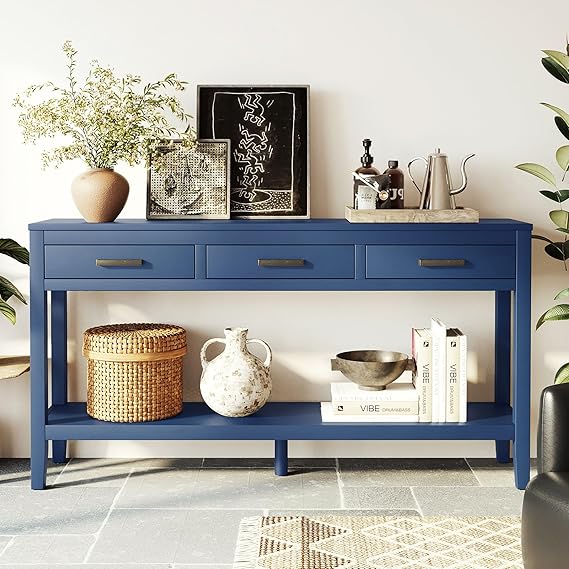 Entryway Console Table with 3 Storage Drawers and Bottom Shelf