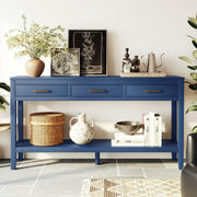 Contemporary Rectangular Console Table with Shelf and Storage Drawers