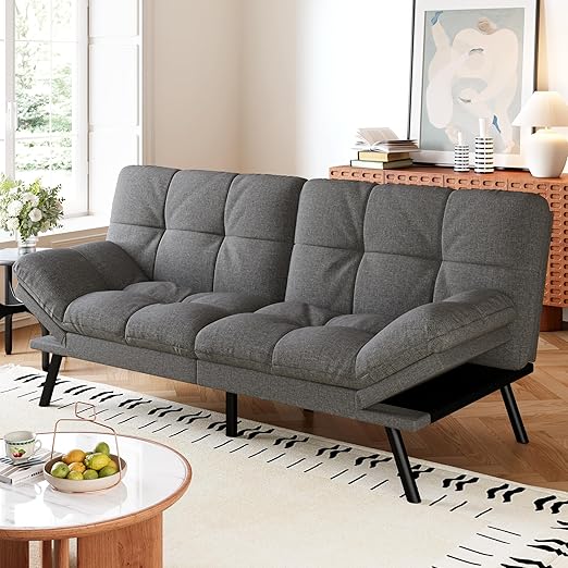 71" Convertible Futon Sofa Bed with Memory Foam
