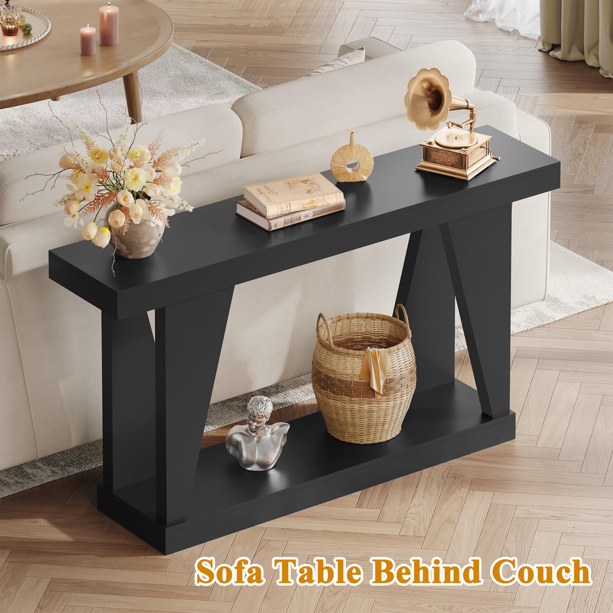 55-Inch Wooden Console Table with Storage