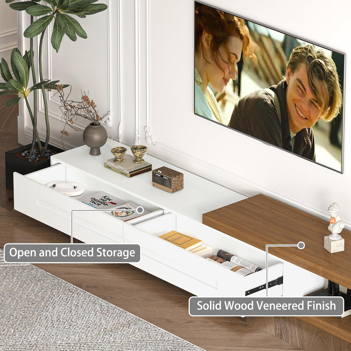 80-115 Inch Extendable TV Stand Entertainment Center