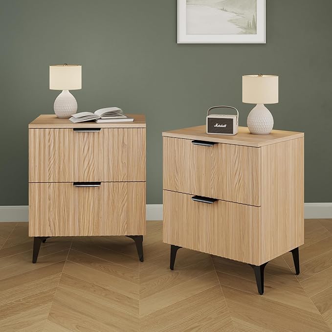 Fluted 2-Drawer Nightstand Set