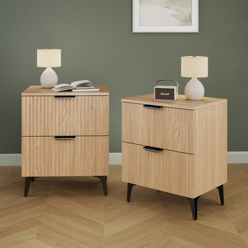 Fluted 2-Drawer Nightstand Set