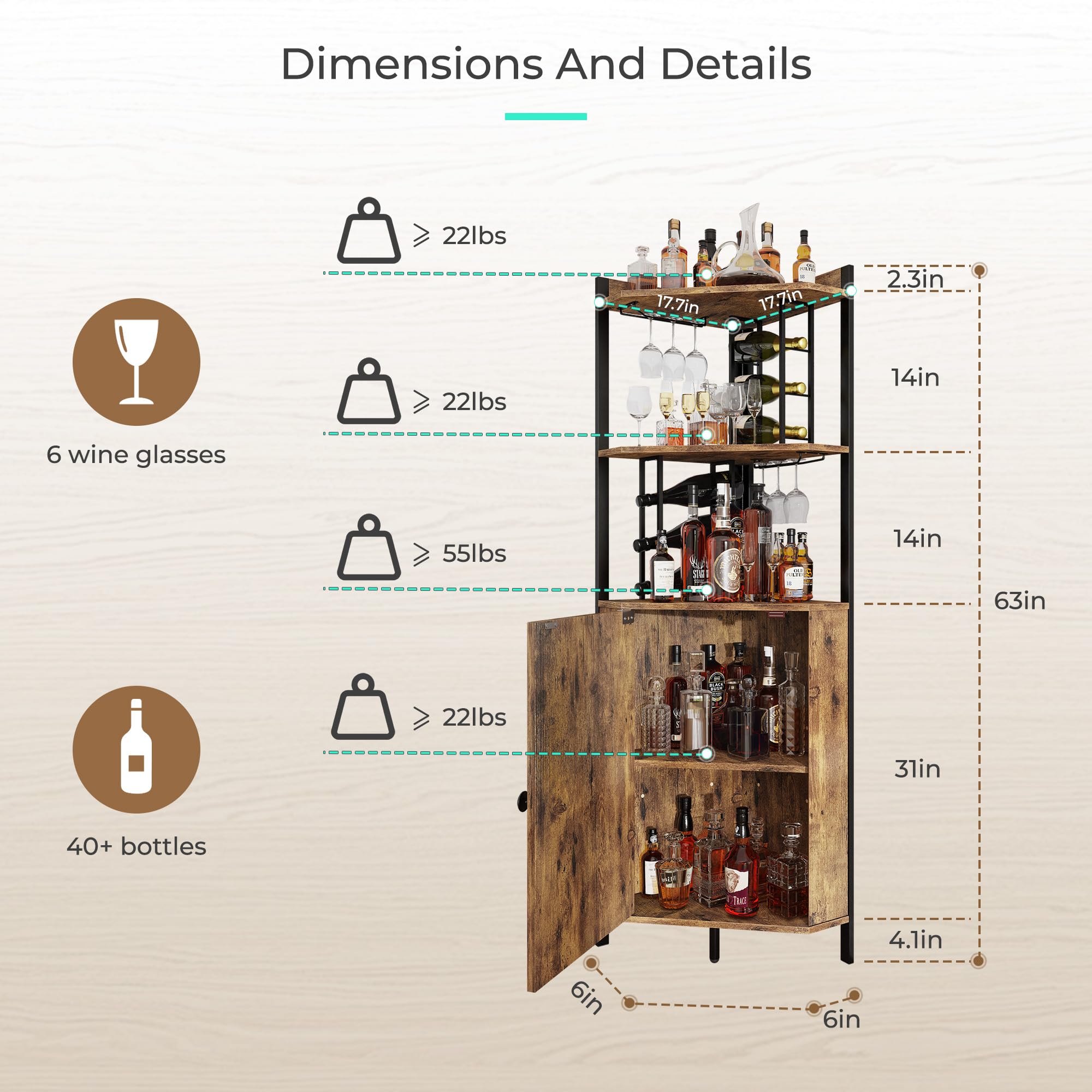 Corner Bar Cabinet with Wine Rack