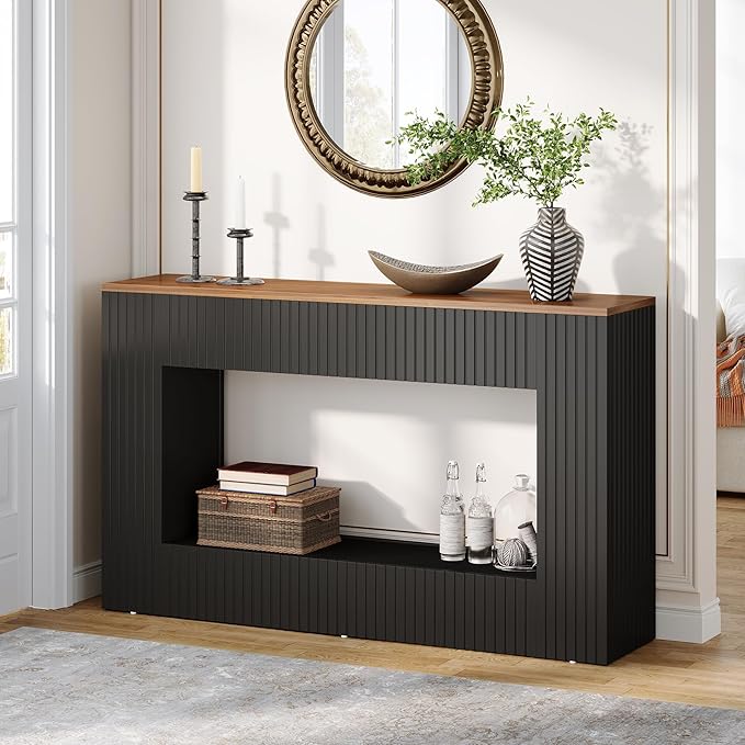 Modern Console Table 55-Inch Wood Entryway Table with Storage