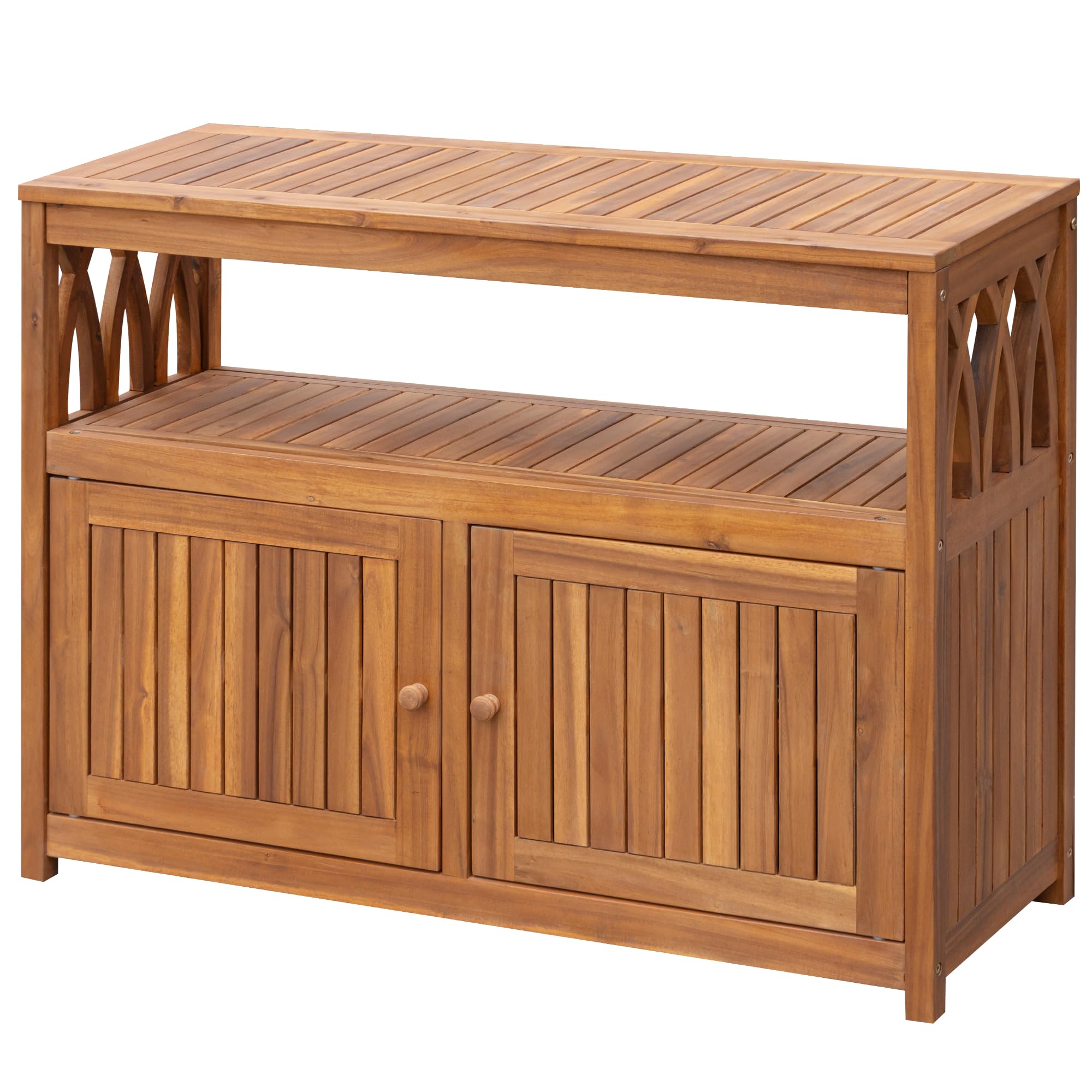 2-Tier Outdoor Storage Cabinet with Magnetic Doors